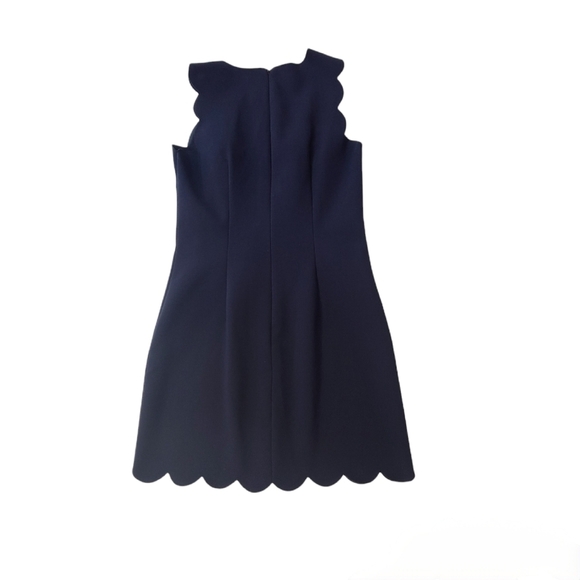 J. Crew Dress Scalloped Mini Laser Cut Navy Blue Wrinkle Free Size 00 - Picture 8 of 16